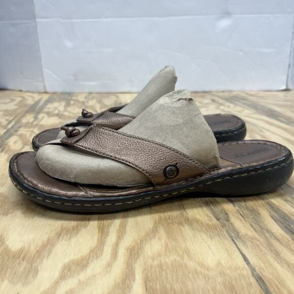 Born Brown Leather Slip On Thong Flip Flop Sandals W9373 Womens US Size 8 M/W - Picture 4 of 12